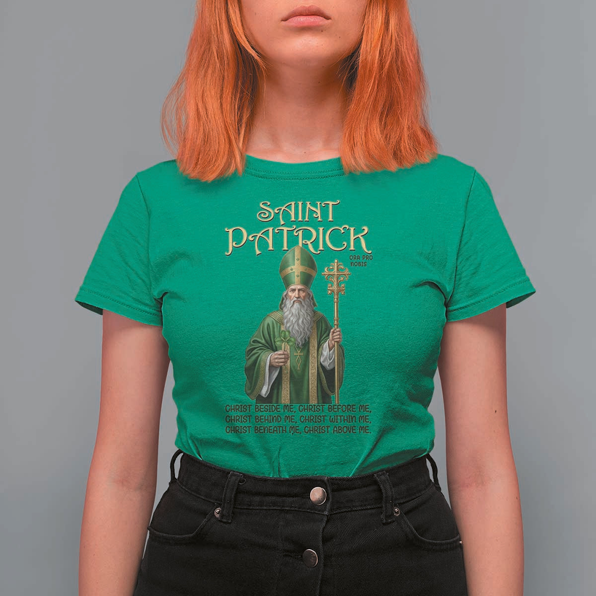 Saint Patrick Ora Pro Nobis T Shirt For Women Irish Christian Prayer