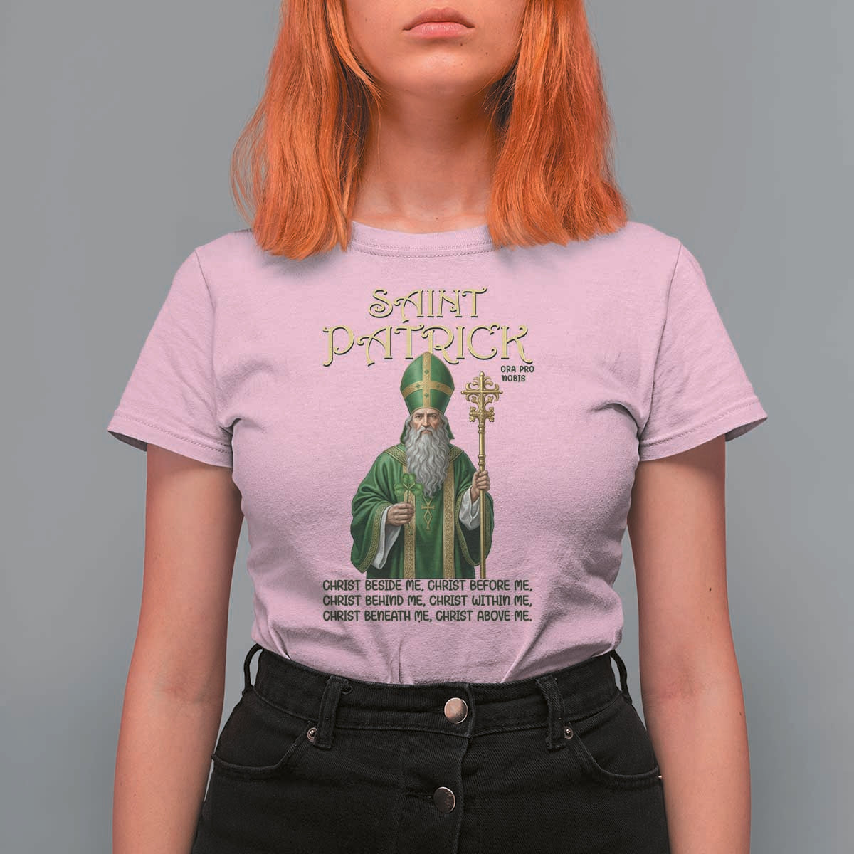 Saint Patrick Ora Pro Nobis T Shirt For Women Irish Christian Prayer