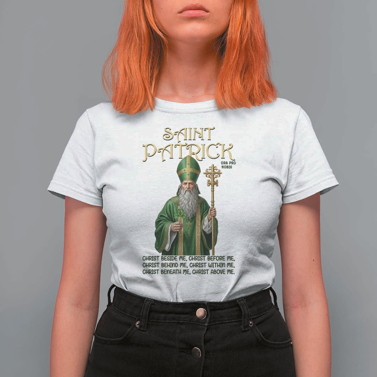 Saint Patrick Ora Pro Nobis T Shirt For Women Irish Christian Prayer