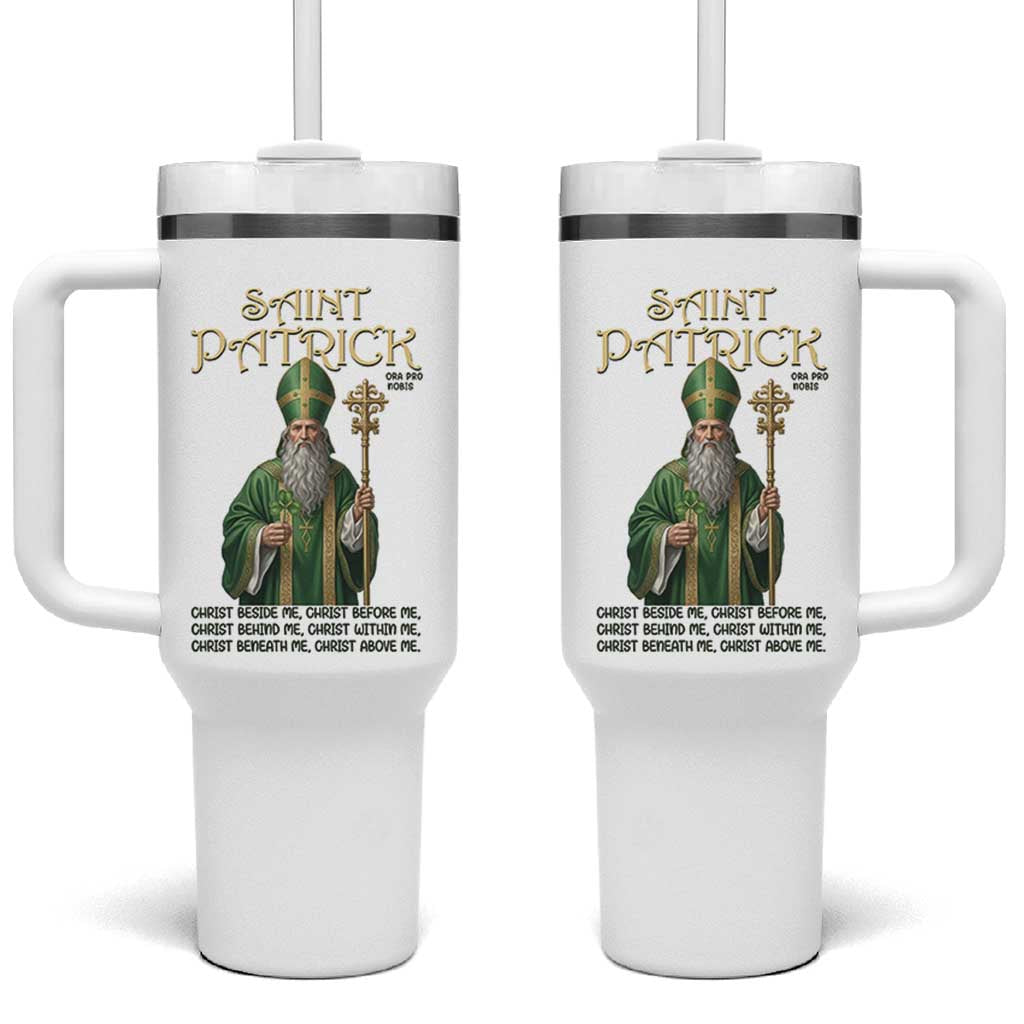 Saint Patrick Ora Pro Nobis Tumbler With Handle Irish Christian Prayer