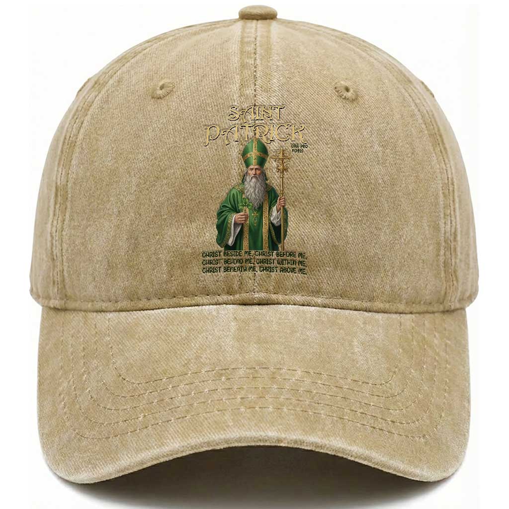 Saint Patrick Ora Pro Nobis Washed Cotton Baseball Cap Irish Christian Prayer