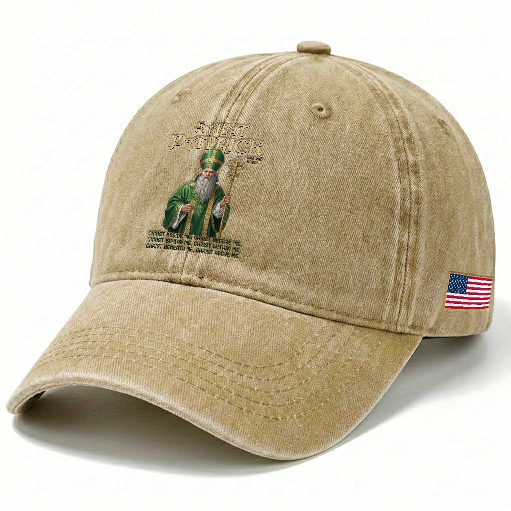 Saint Patrick Ora Pro Nobis Washed Cotton Baseball Cap Irish Christian Prayer