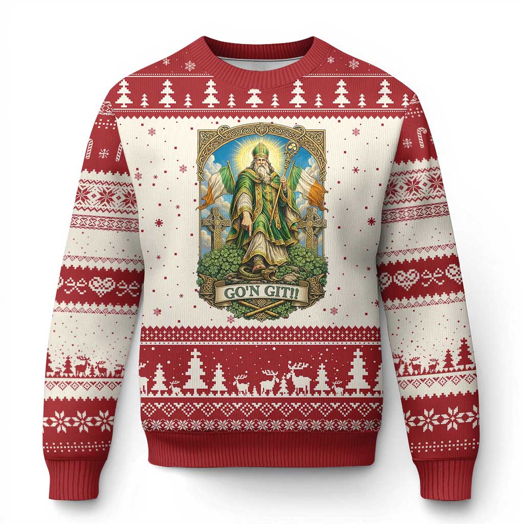 Funny Saint Patrick Go'n Git Snake Ugly Christmas Sweater St Patricks Day