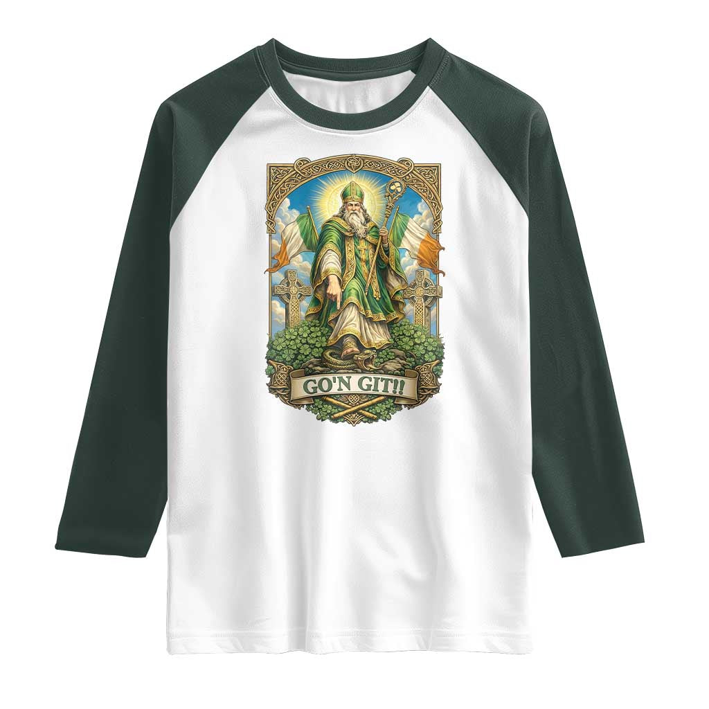Funny Saint Patrick Go'n Git Snake Raglan Shirt St Patricks Day