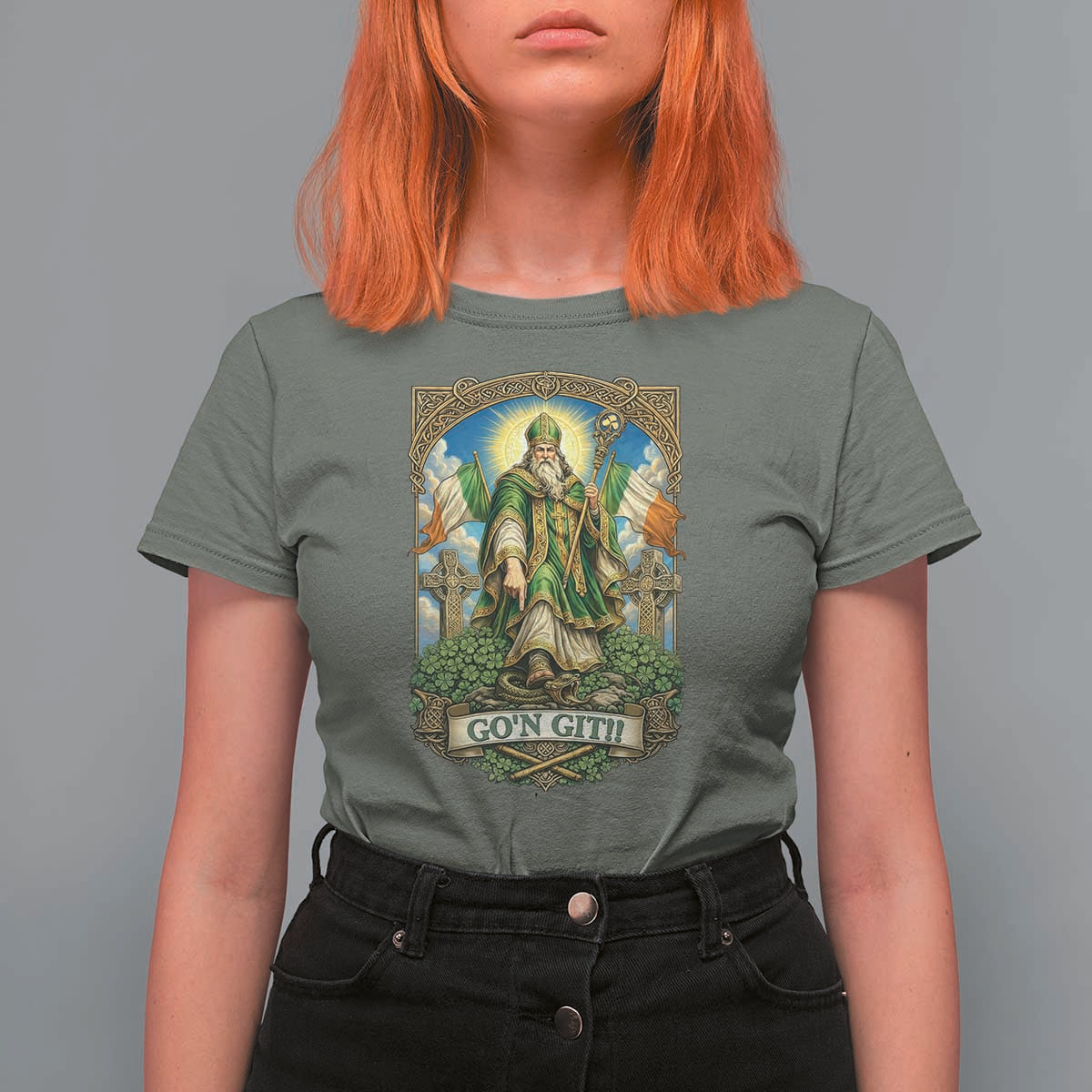 Funny Saint Patrick Go'n Git Snake T Shirt For Women St Patricks Day