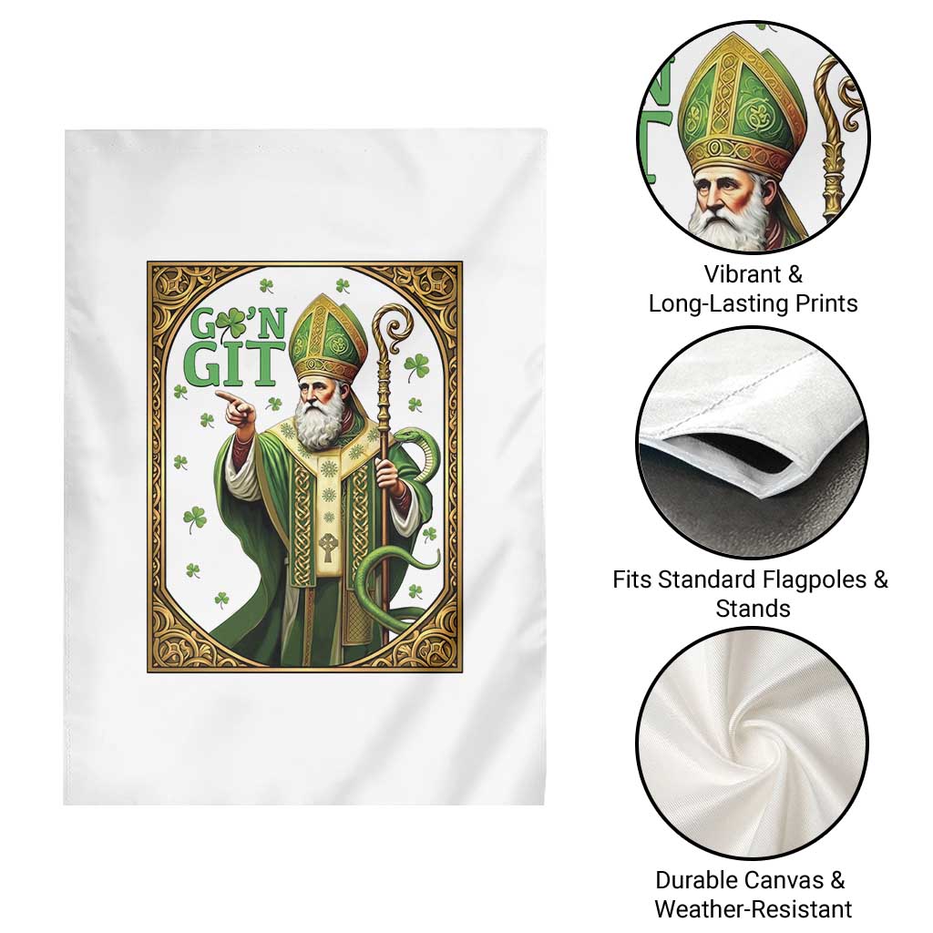 Saint Patrick Go'n Git Garden Flag Funny St Patricks Day Snake Legend