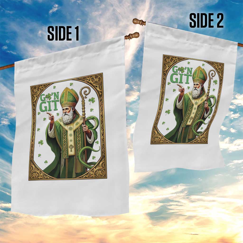 Saint Patrick Go'n Git Garden Flag Funny St Patricks Day Snake Legend