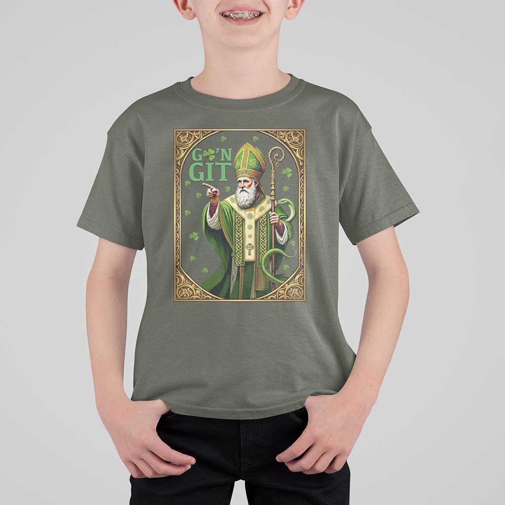 Saint Patrick Go'n Git T Shirt For Kid Funny St Patricks Day Snake Legend