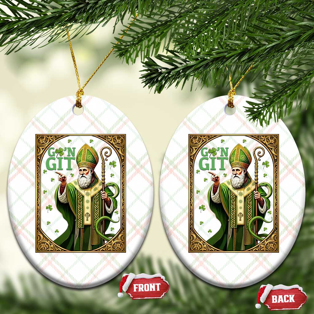 Saint Patrick Go'n Git Ceramic Ornament Funny St Patricks Day Snake Legend
