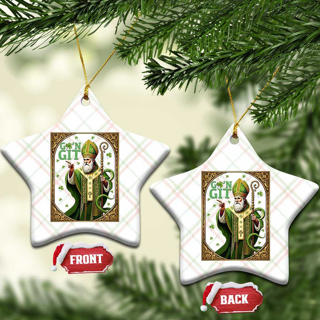 Saint Patrick Go'n Git Ceramic Ornament Funny St Patricks Day Snake Legend