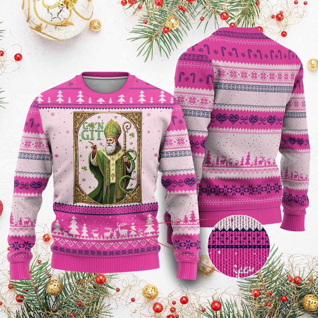 Saint Patrick Go'n Git Ugly Christmas Sweater Funny St Patricks Day Snake Legend