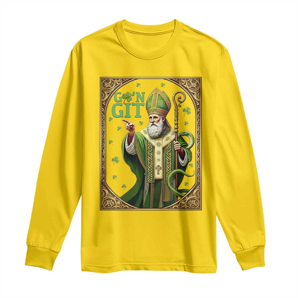 Saint Patrick Go'n Git Long Sleeve Shirt Funny St Patricks Day Snake Legend