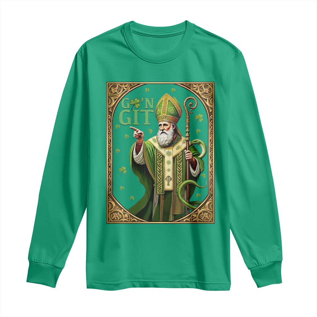 Saint Patrick Go'n Git Long Sleeve Shirt Funny St Patricks Day Snake Legend