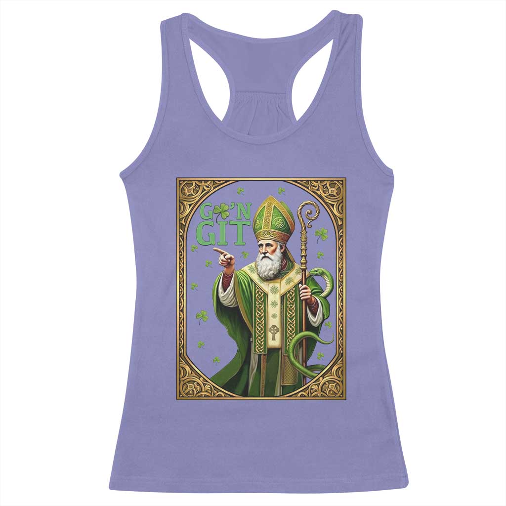 Saint Patrick Go'n Git Racerback Tank Top Funny St Patricks Day Snake Legend