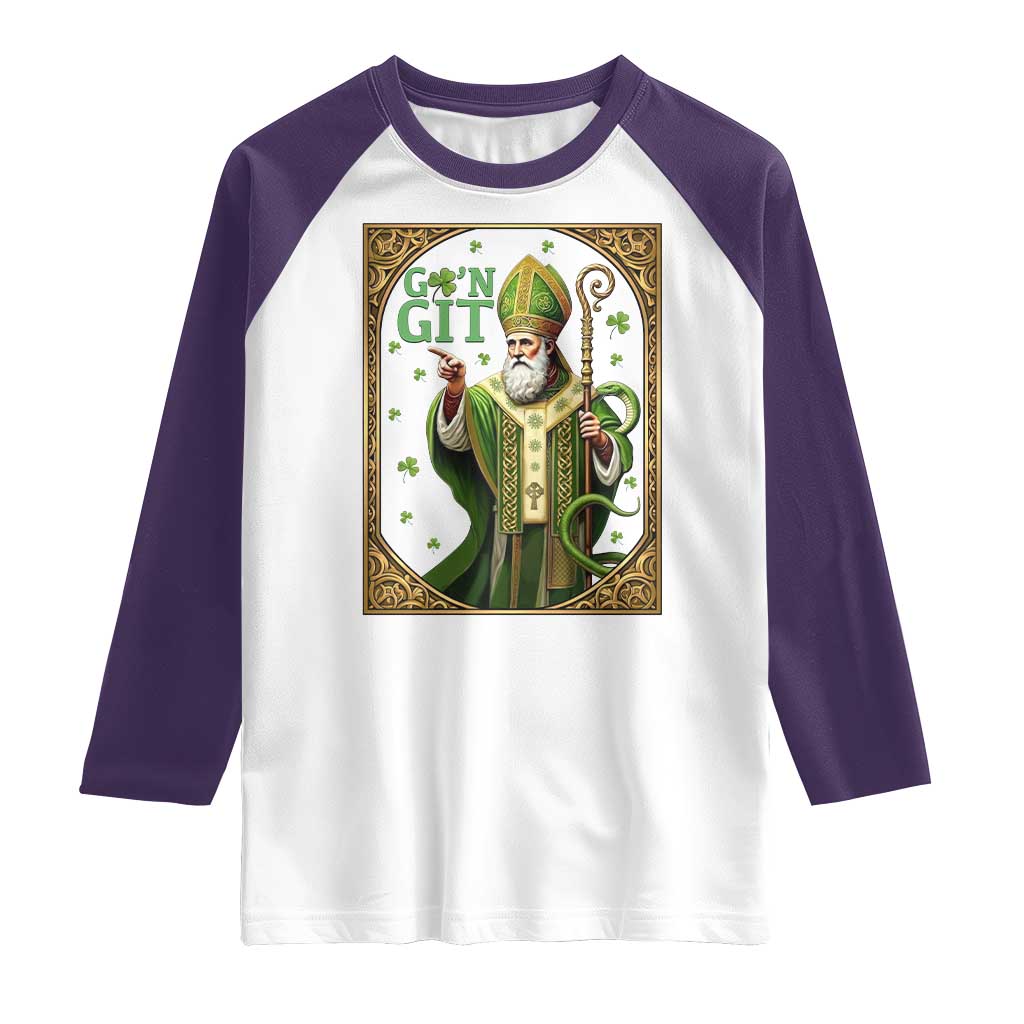 Saint Patrick Go'n Git Raglan Shirt Funny St Patricks Day Snake Legend