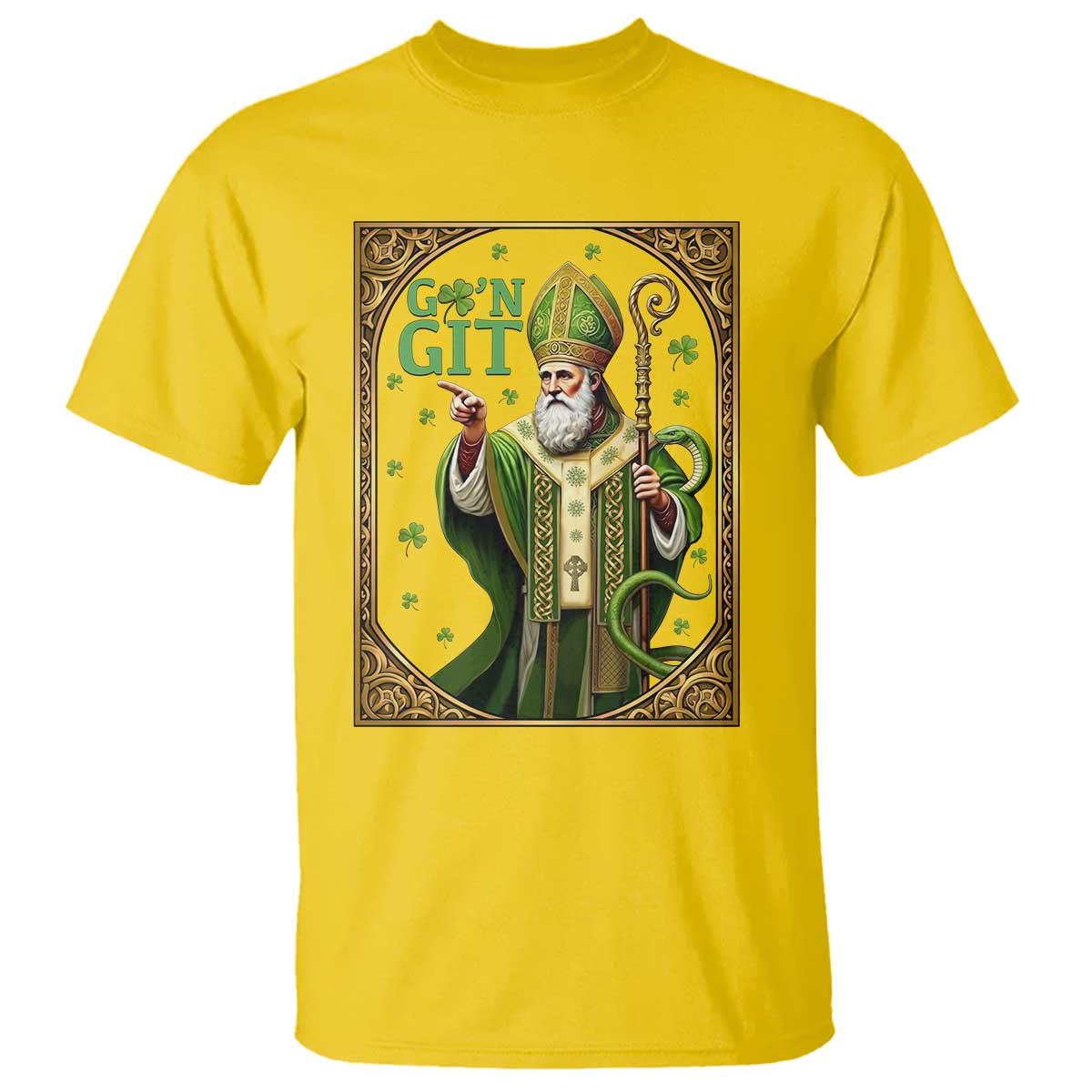 Saint Patrick Go'n Git T Shirt Funny St Patricks Day Snake Legend