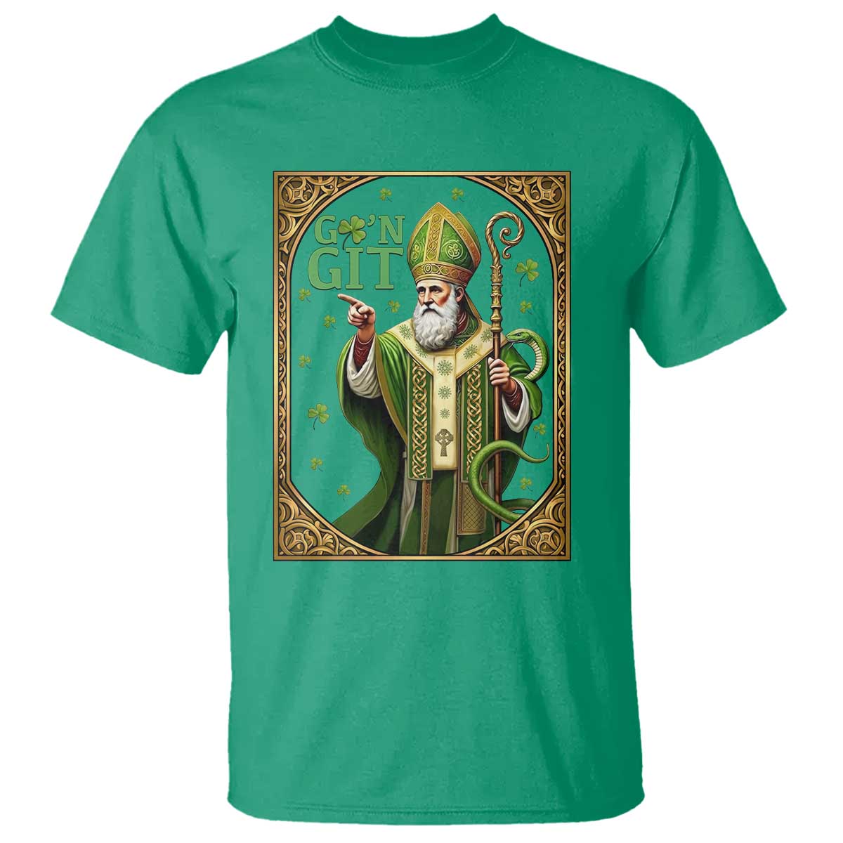 Saint Patrick Go'n Git T Shirt Funny St Patricks Day Snake Legend