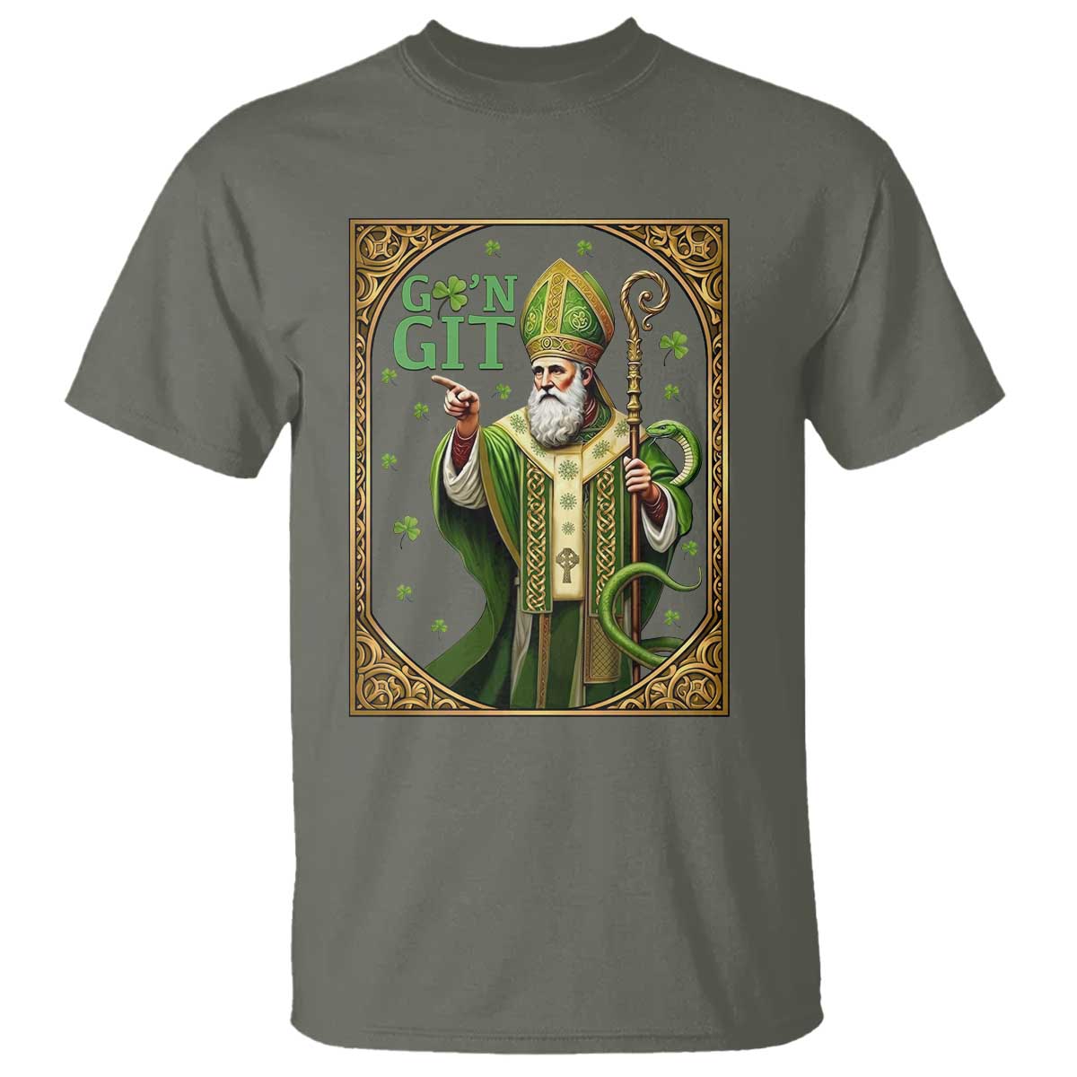 Saint Patrick Go'n Git T Shirt Funny St Patricks Day Snake Legend