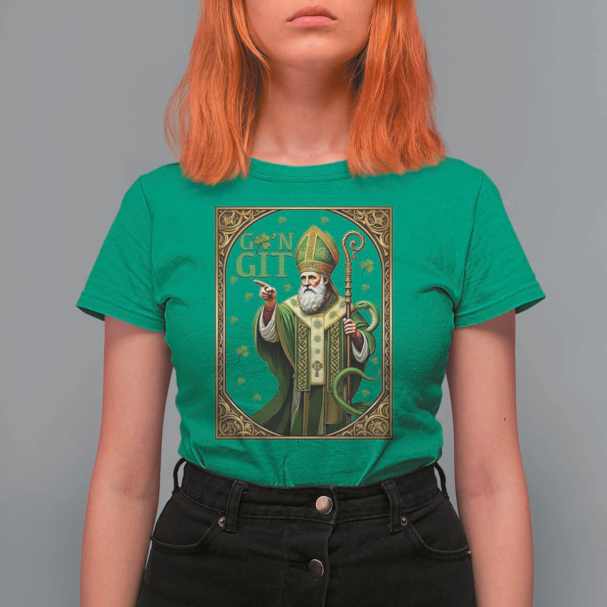 Saint Patrick Go'n Git T Shirt For Women Funny St Patricks Day Snake Legend