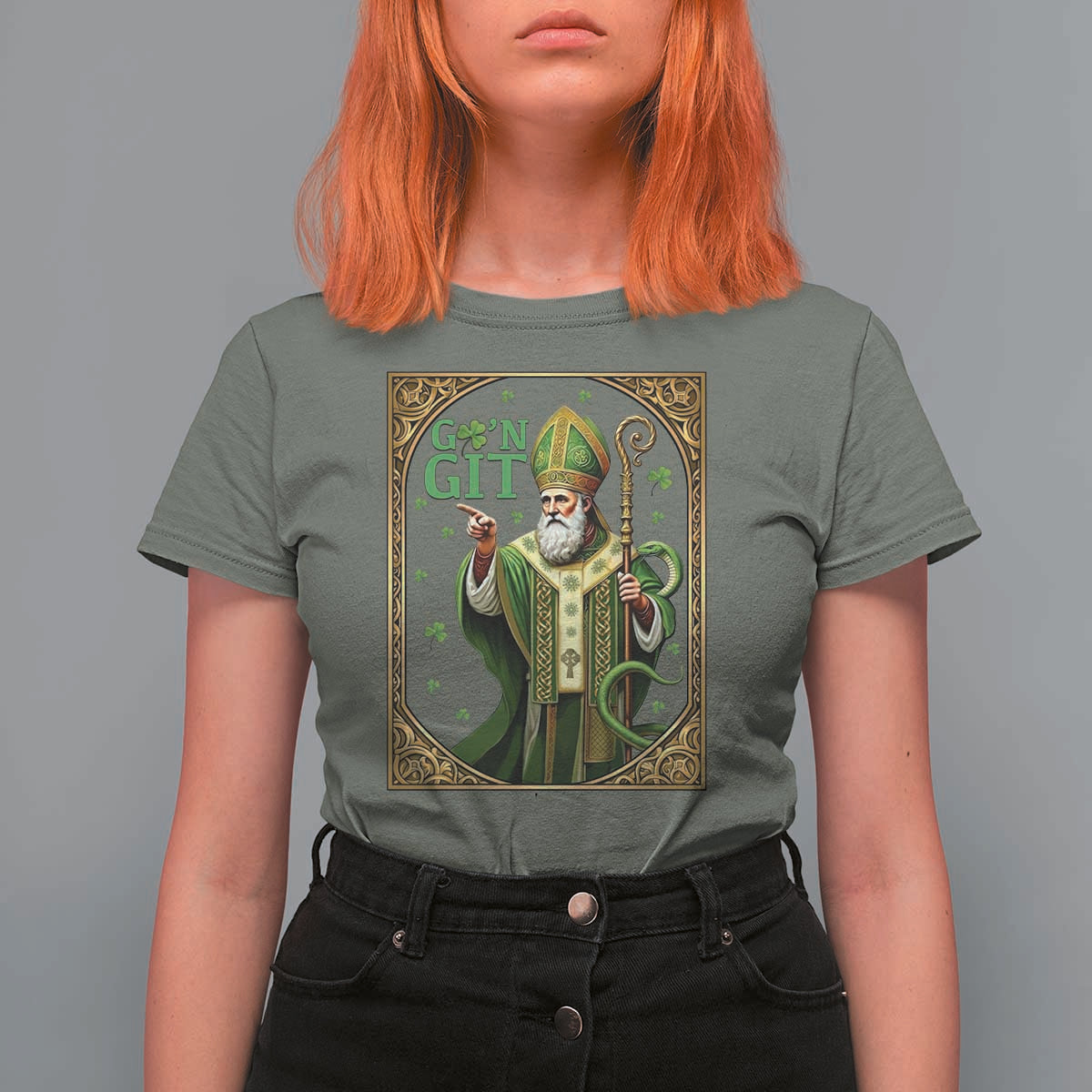 Saint Patrick Go'n Git T Shirt For Women Funny St Patricks Day Snake Legend