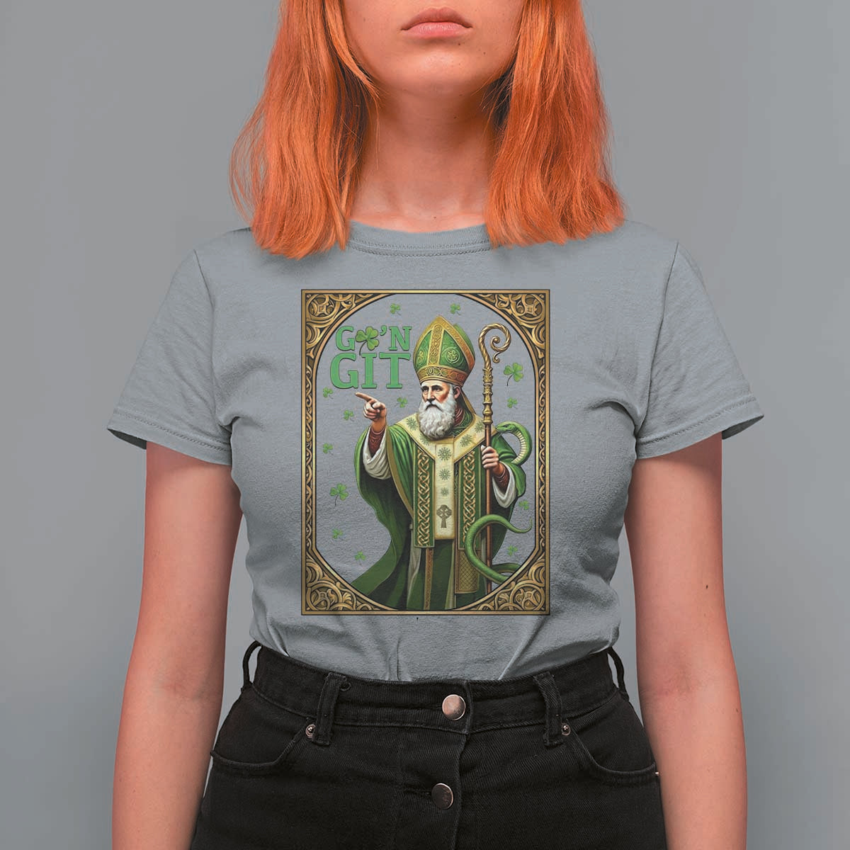 Saint Patrick Go'n Git T Shirt For Women Funny St Patricks Day Snake Legend