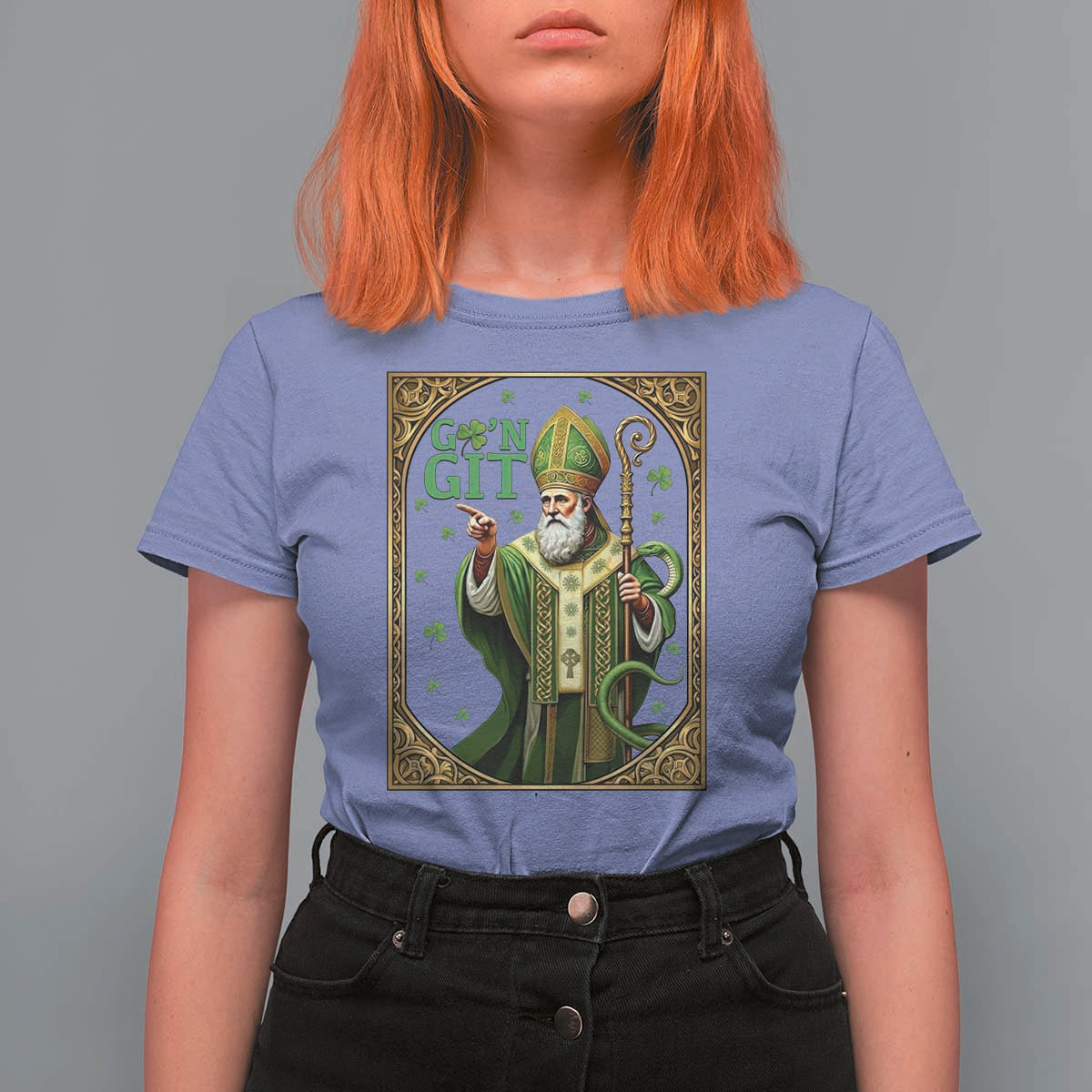 Saint Patrick Go'n Git T Shirt For Women Funny St Patricks Day Snake Legend