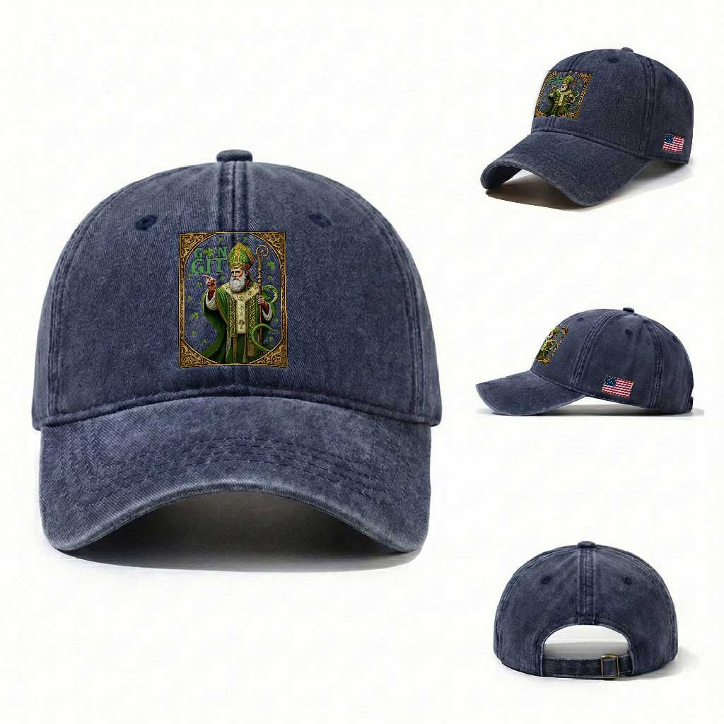 Saint Patrick Go'n Git Washed Cotton Baseball Cap Funny St Patricks Day Snake Legend