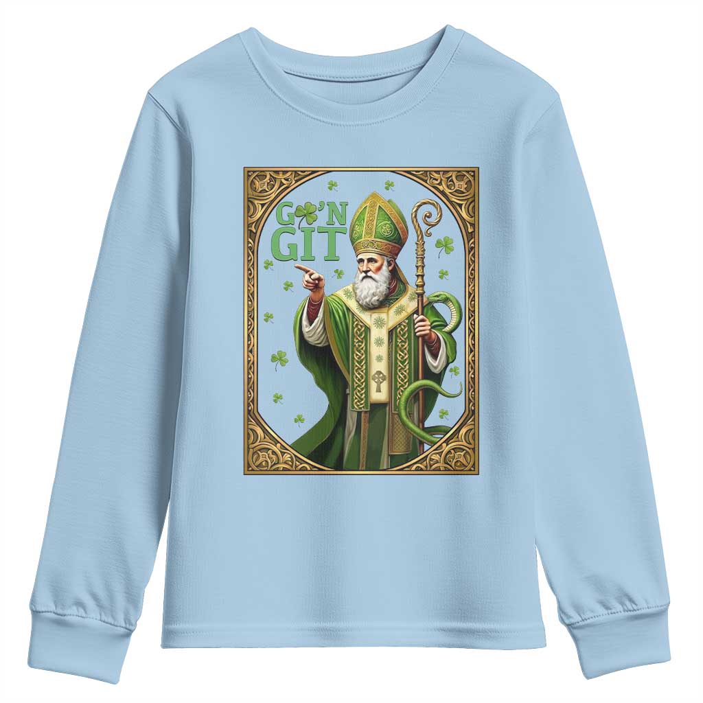 Saint Patrick Go'n Git Youth Sweatshirt Funny St Patricks Day Snake Legend