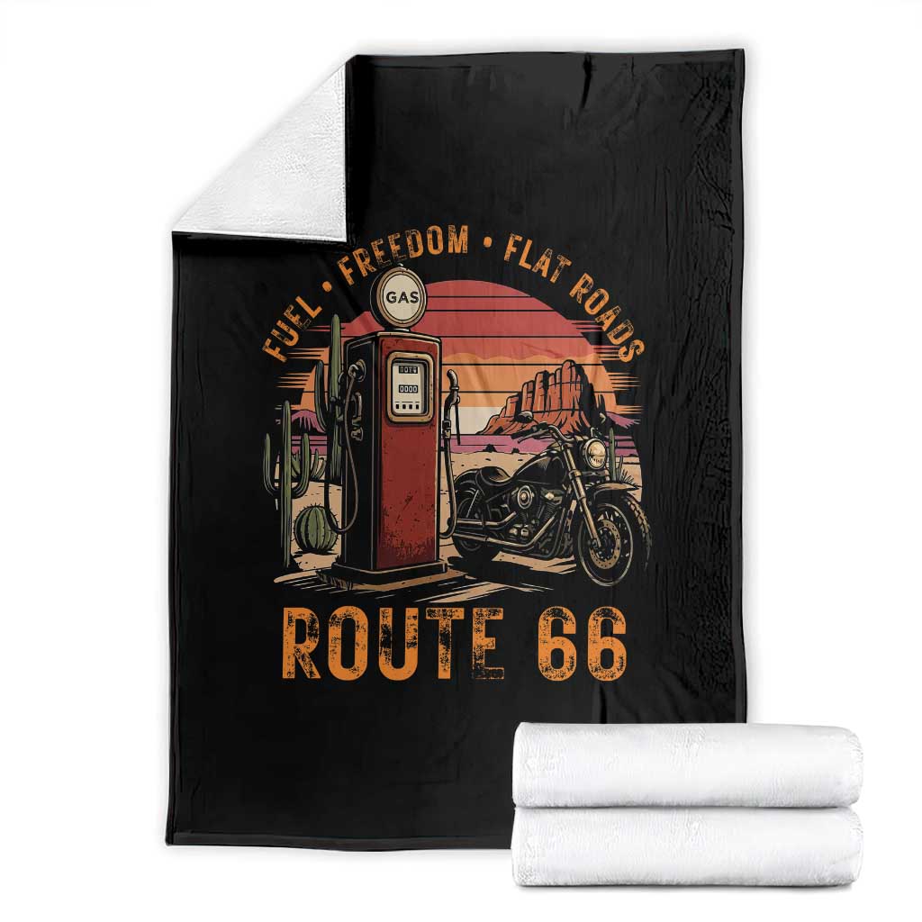 Vintage Route Highway 66 Gas Pump Throw Blanket Fuel Freedom Flat Roads