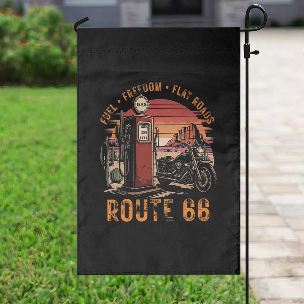 Vintage Route Highway 66 Gas Pump Garden Flag Fuel Freedom Flat Roads