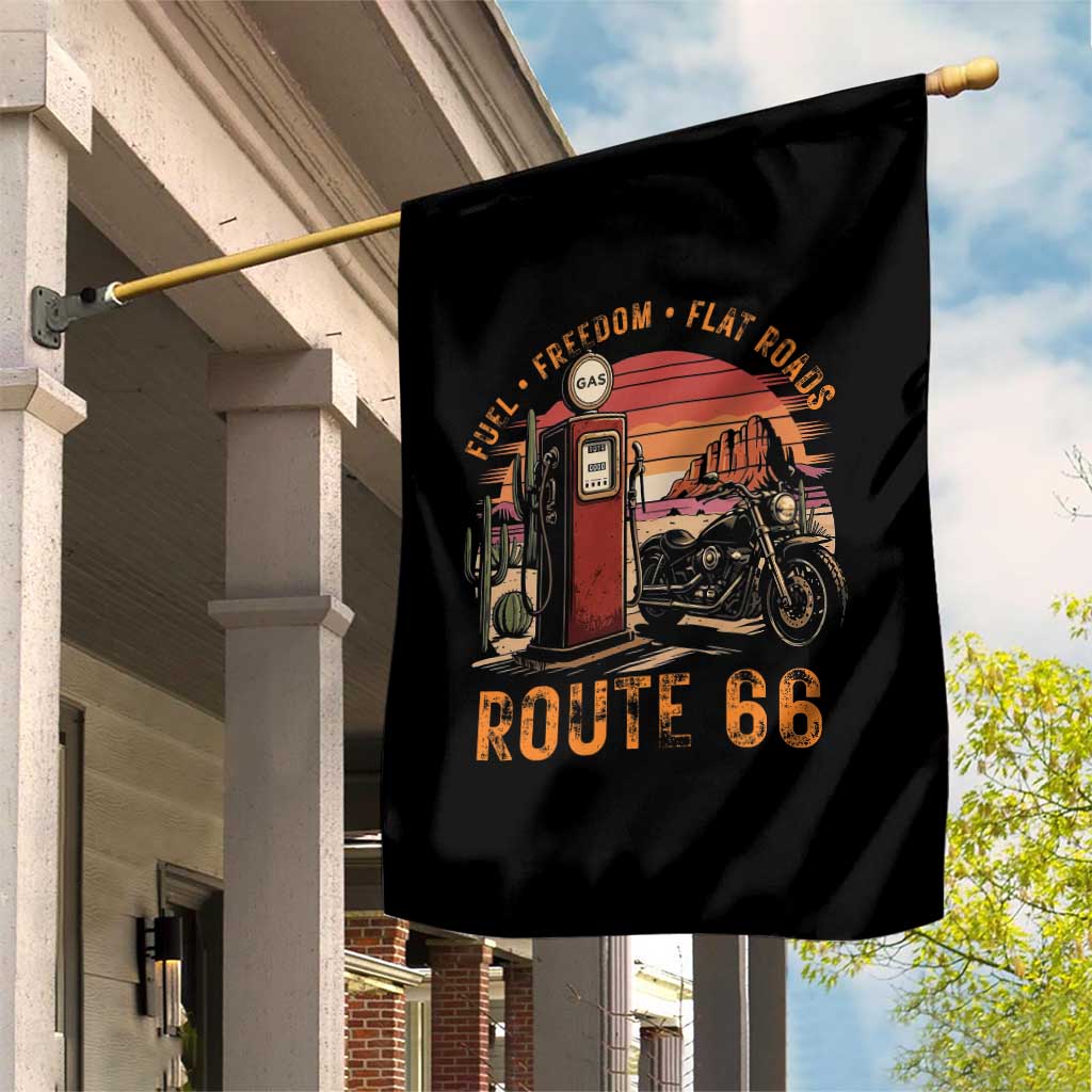 Vintage Route Highway 66 Gas Pump Garden Flag Fuel Freedom Flat Roads