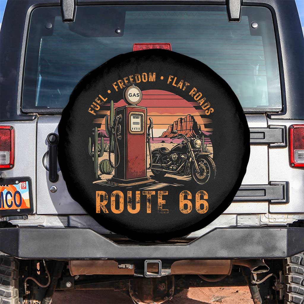 Vintage Route Highway 66 Gas Pump Spare Tire Cover Fuel Freedom Flat Roads
