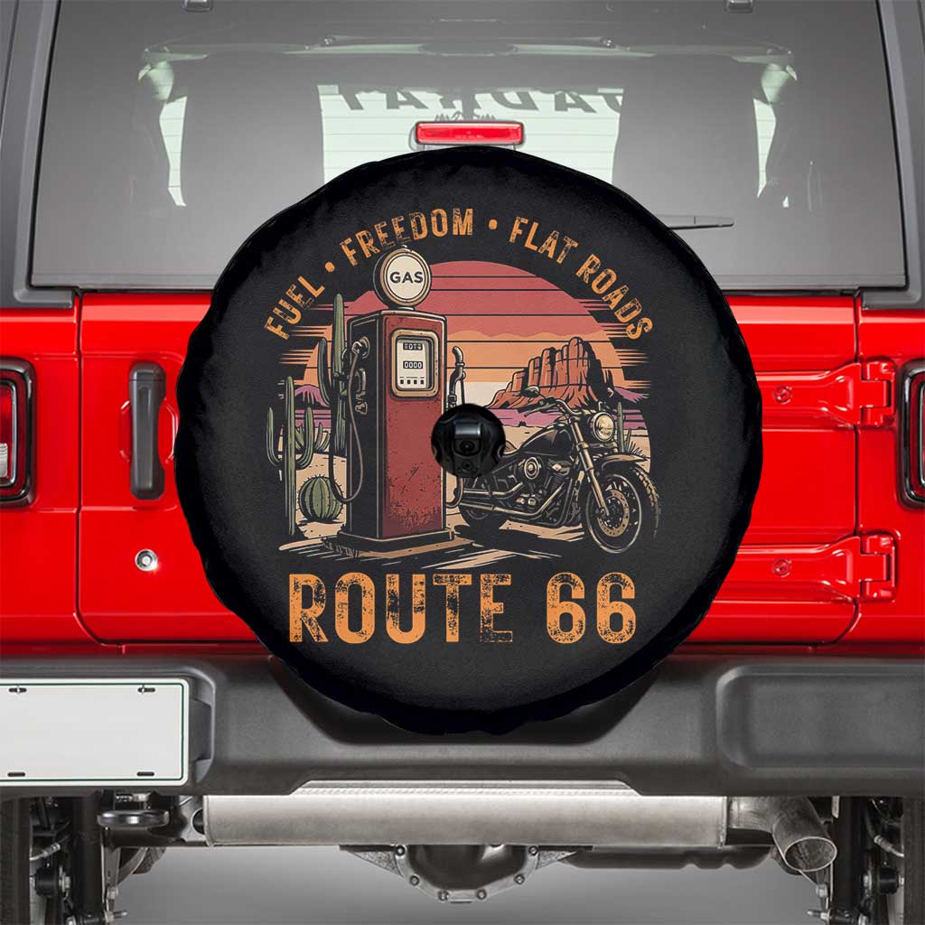 Vintage Route Highway 66 Gas Pump Spare Tire Cover Fuel Freedom Flat Roads