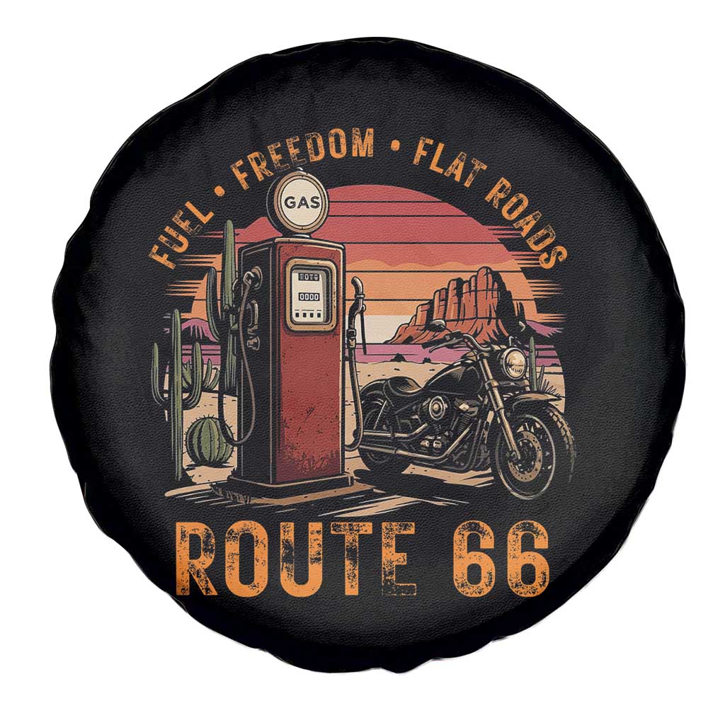 Vintage Route Highway 66 Gas Pump Spare Tire Cover Fuel Freedom Flat Roads
