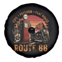 Vintage Route Highway 66 Gas Pump Spare Tire Cover Fuel Freedom Flat Roads