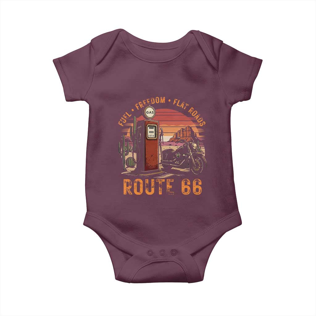 Vintage Route Highway 66 Gas Pump Baby Onesie Fuel Freedom Flat Roads