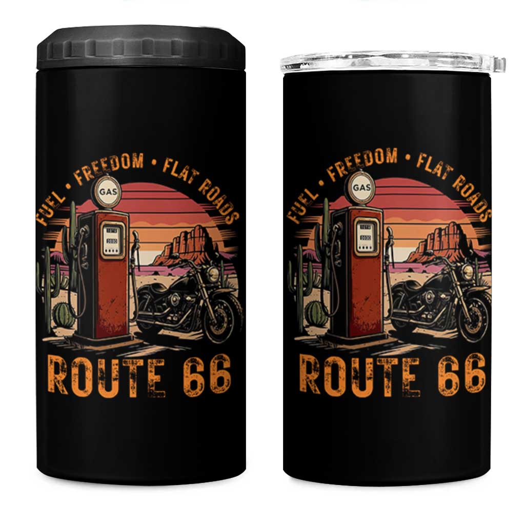 Vintage Route Highway 66 Gas Pump 4 in 1 Can Cooler Tumbler Fuel Freedom Flat Roads