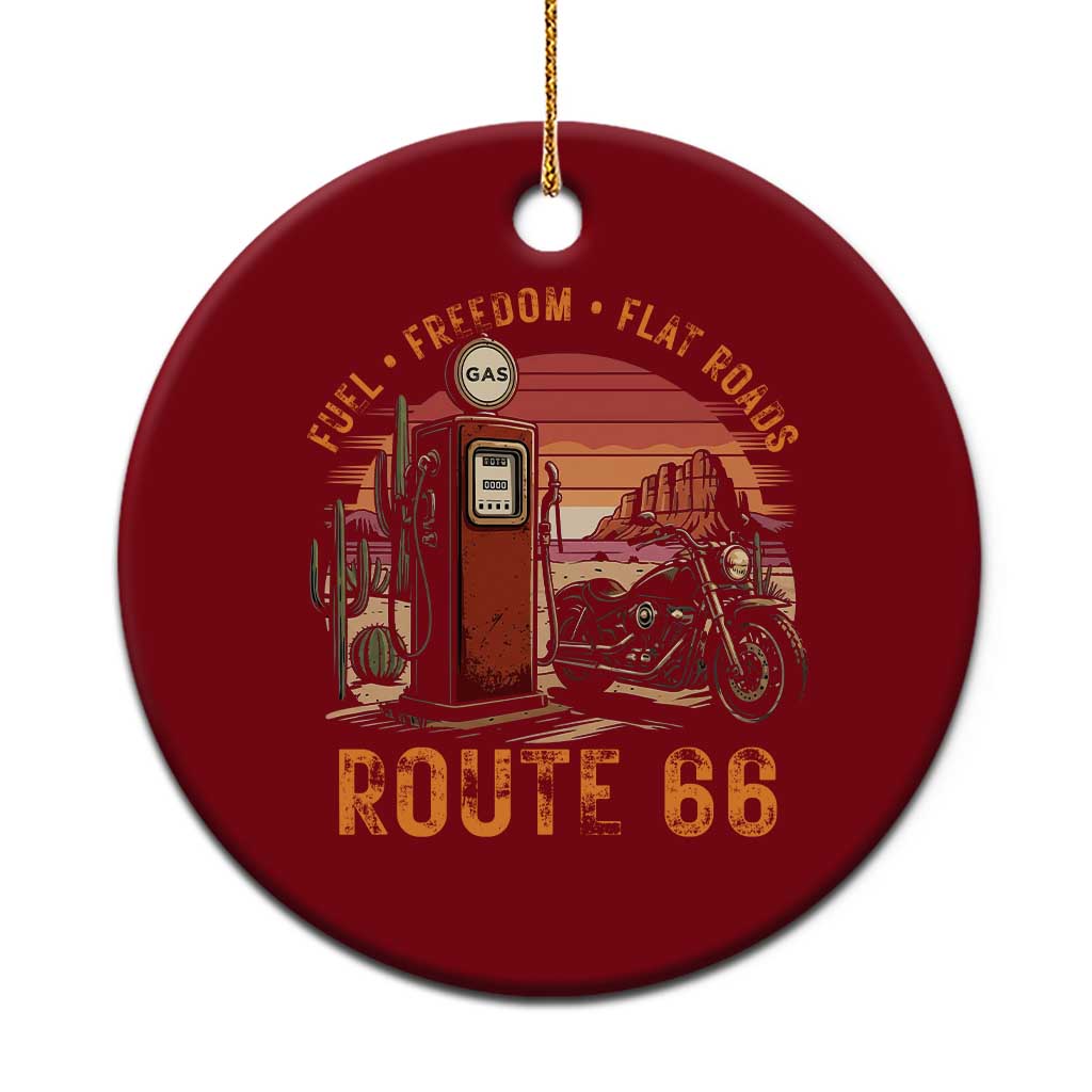Vintage Route Highway 66 Gas Pump Ceramic Ornament Fuel Freedom Flat Roads