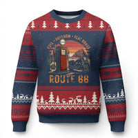 Vintage Route Highway 66 Gas Pump Ugly Christmas Sweater Fuel Freedom Flat Roads