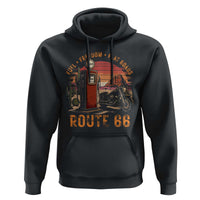 Vintage Route Highway 66 Gas Pump Hoodie Fuel Freedom Flat Roads