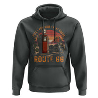 Vintage Route Highway 66 Gas Pump Hoodie Fuel Freedom Flat Roads