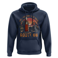 Vintage Route Highway 66 Gas Pump Hoodie Fuel Freedom Flat Roads
