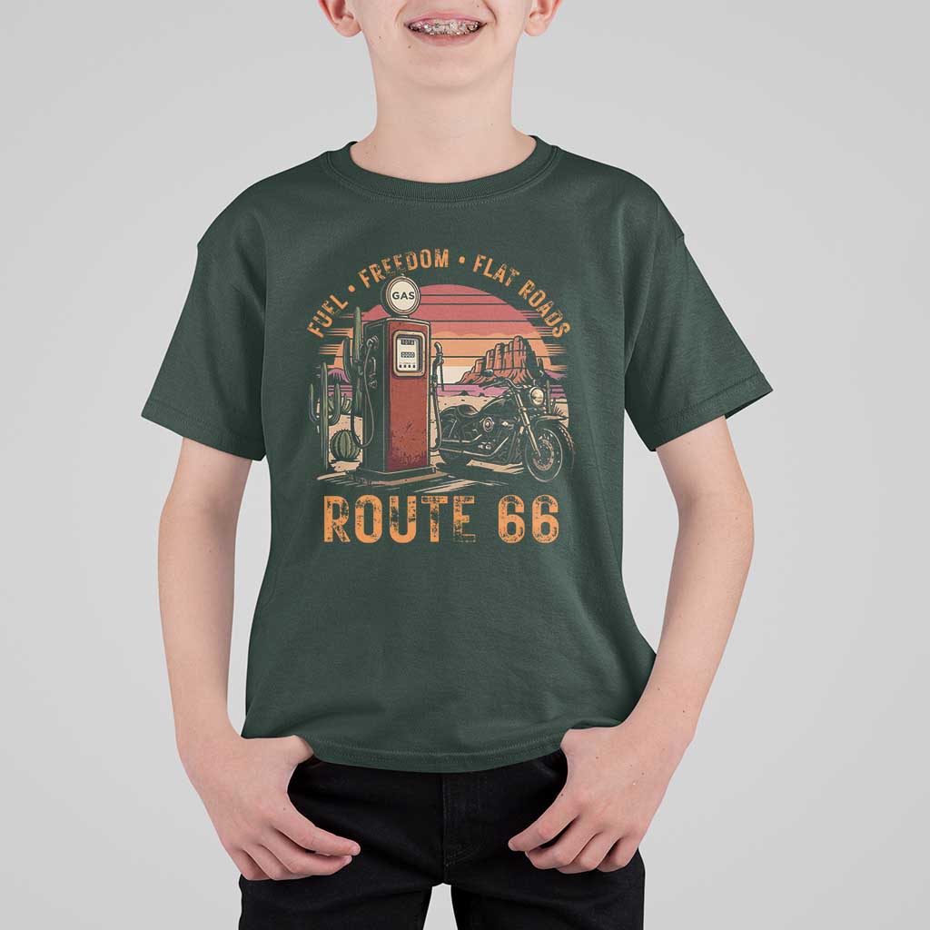 Vintage Route Highway 66 Gas Pump T Shirt For Kid Fuel Freedom Flat Roads