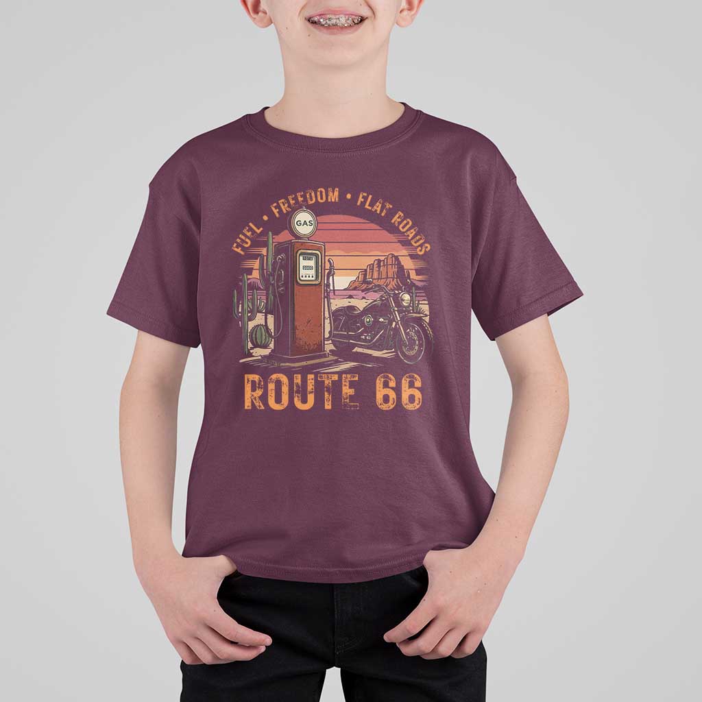 Vintage Route Highway 66 Gas Pump T Shirt For Kid Fuel Freedom Flat Roads