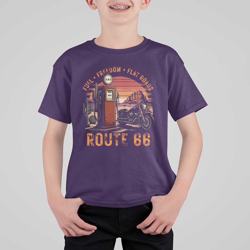 Vintage Route Highway 66 Gas Pump T Shirt For Kid Fuel Freedom Flat Roads