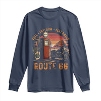 Vintage Route Highway 66 Gas Pump Long Sleeve Shirt Fuel Freedom Flat Roads
