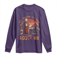 Vintage Route Highway 66 Gas Pump Long Sleeve Shirt Fuel Freedom Flat Roads