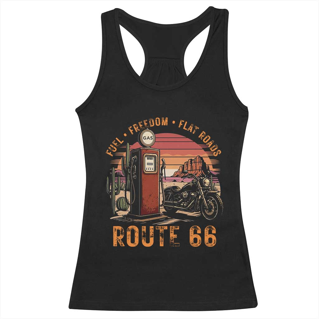 Vintage Route Highway 66 Gas Pump Racerback Tank Top Fuel Freedom Flat Roads