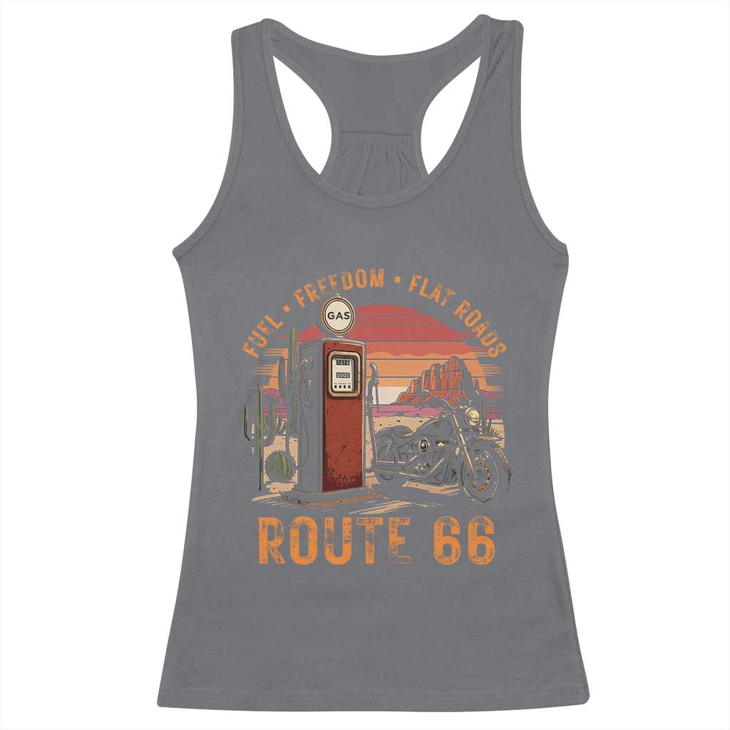 Vintage Route Highway 66 Gas Pump Racerback Tank Top Fuel Freedom Flat Roads