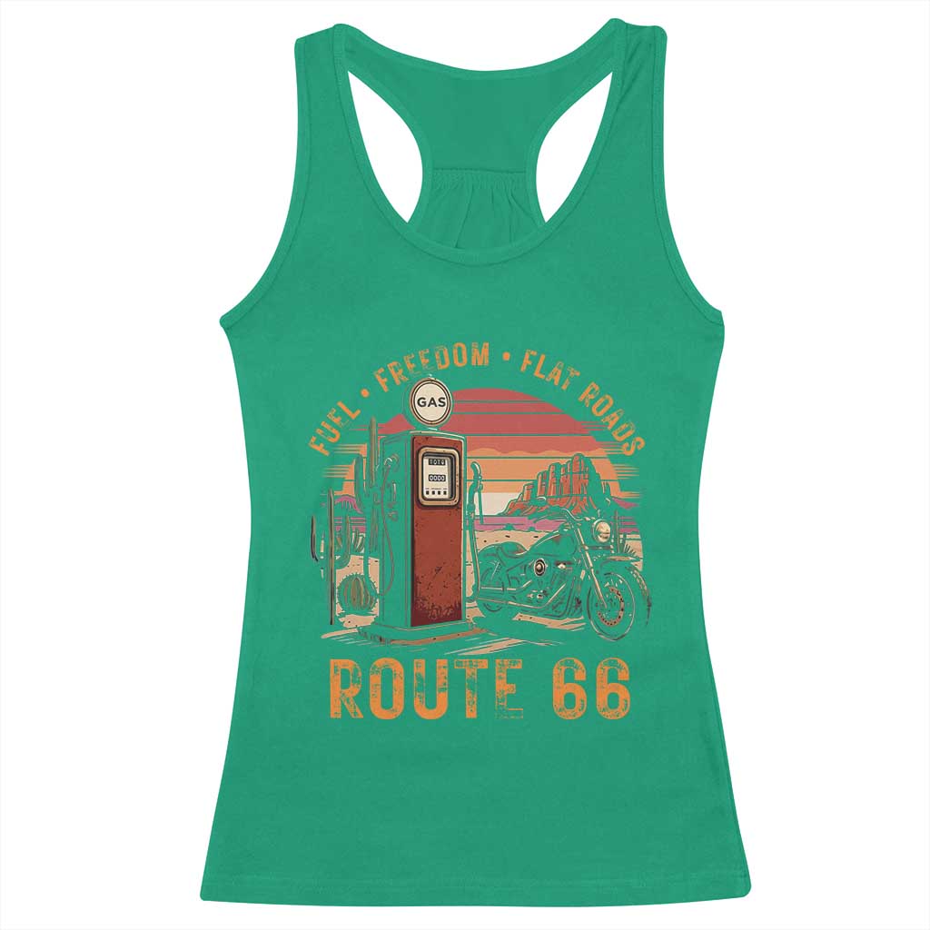 Vintage Route Highway 66 Gas Pump Racerback Tank Top Fuel Freedom Flat Roads